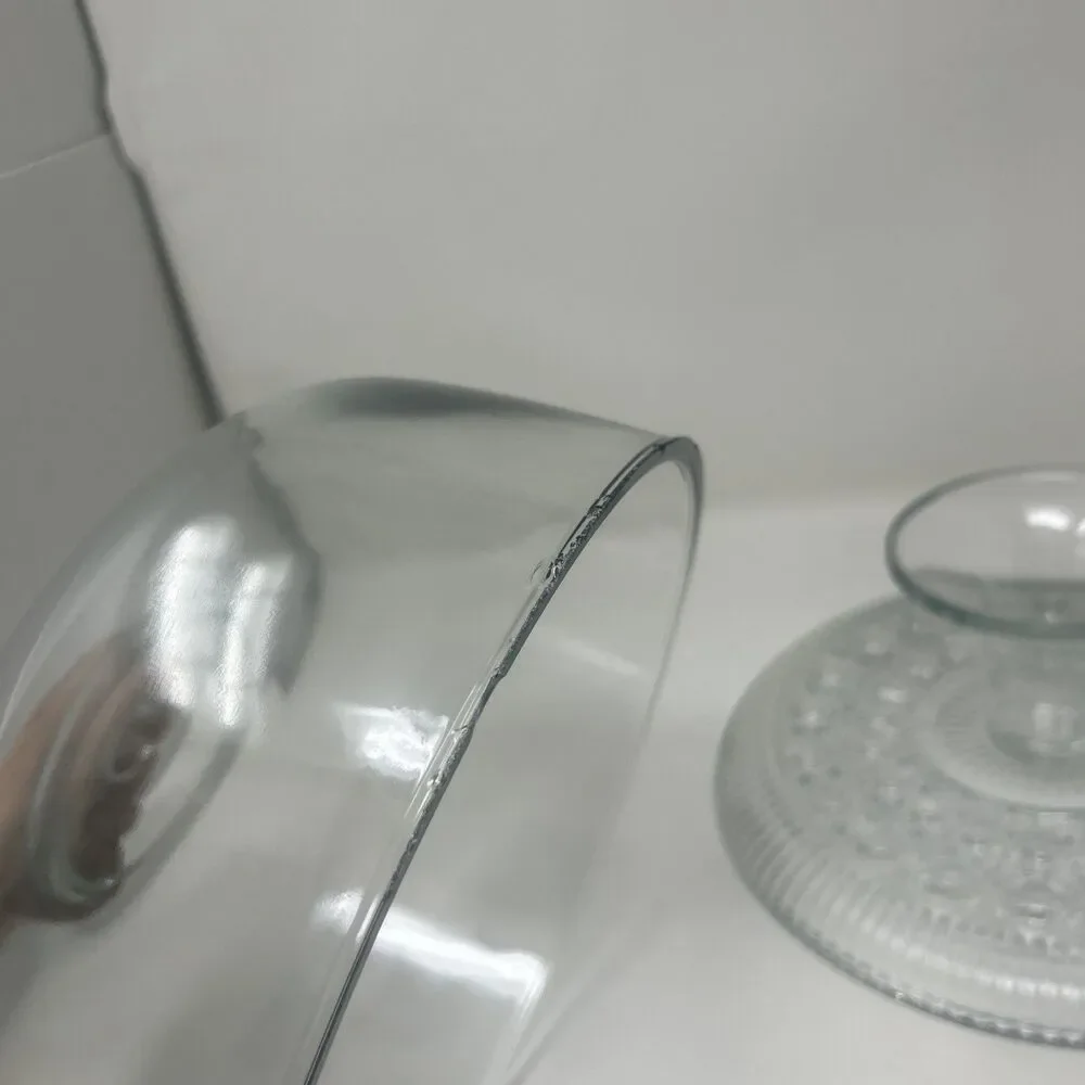 Vintage Glass Dome Footed  Cake Plate Stand 11